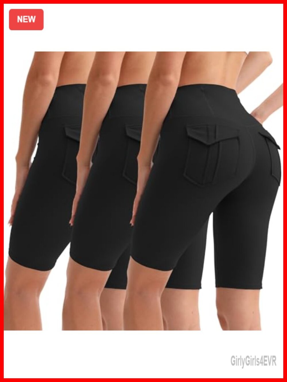 3 Pack Women's Biker Shorts with Pockets High Waisted Yoga Shorts
